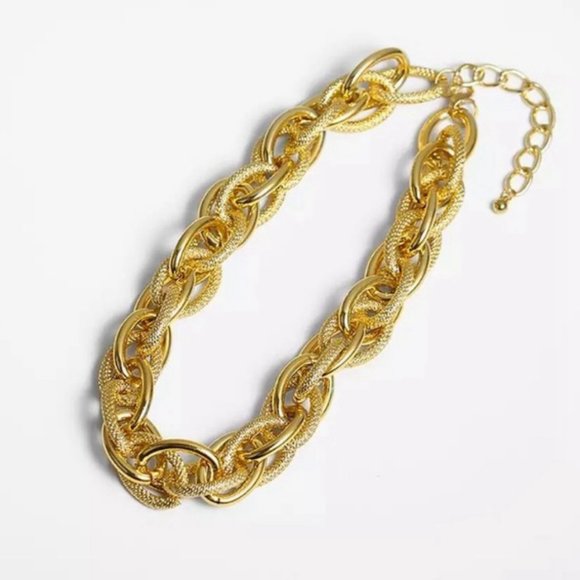 NEW Gold Chunky Link Chain Necklace - Picture 2 of 12